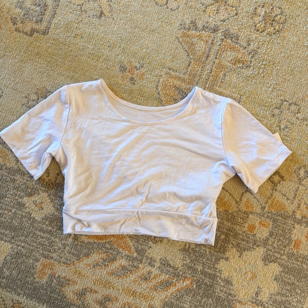 Halftee Boyfriend Reversible Layering Top White Short Sleeve Crop XS NWT LDS - Picture 3 of 6